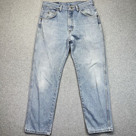 Vintage Wrangler Jeans Men’s 33x30 Light Wash Made in USA 96501 Distressed Y2K - Picture 1 of 16
